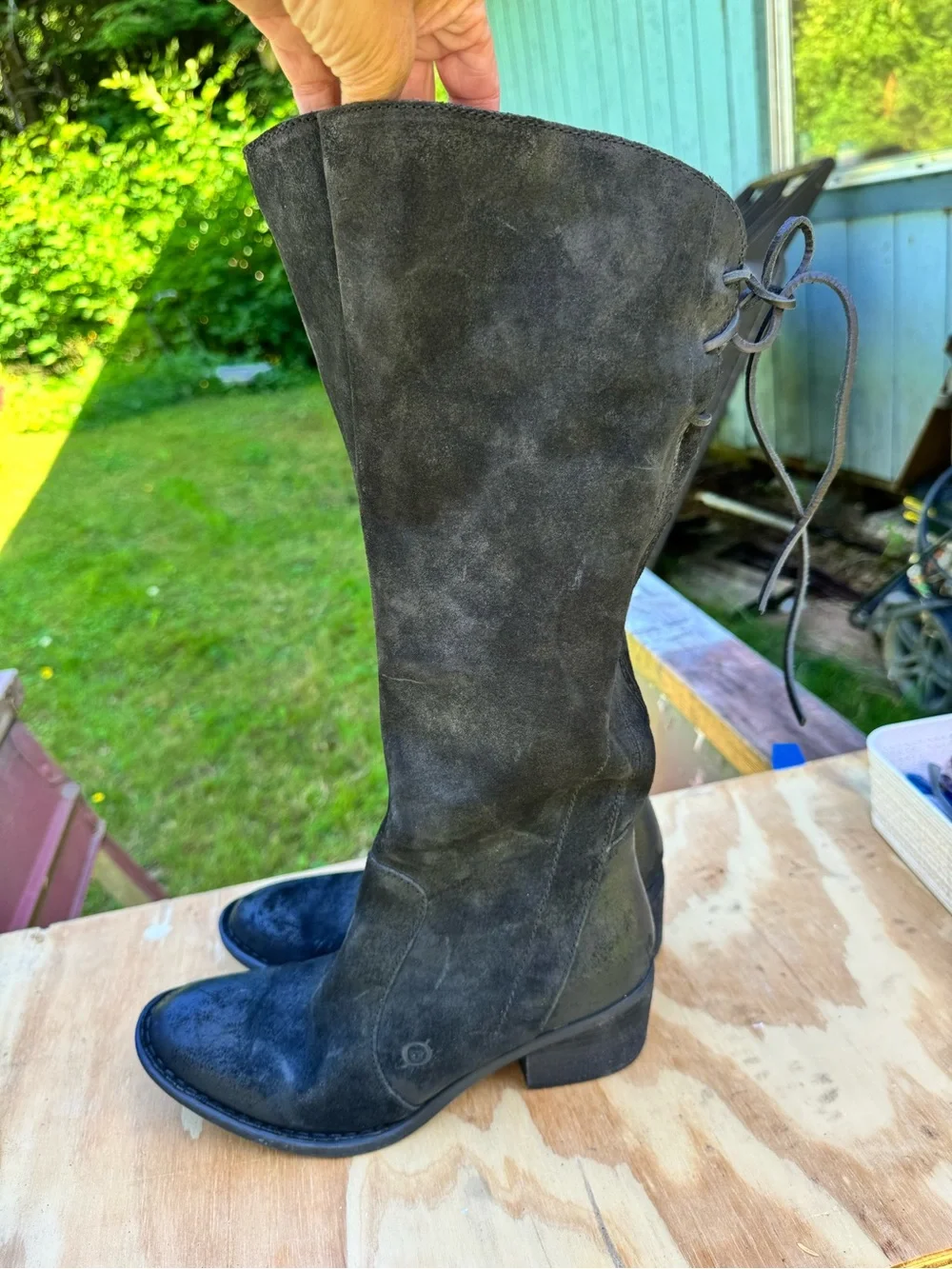 Born Black Suede Over-the-Knee Lace-Up Boots